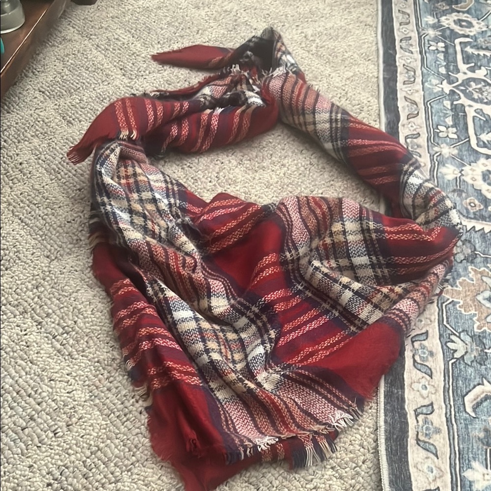 Plaid Red and Blue Scarf